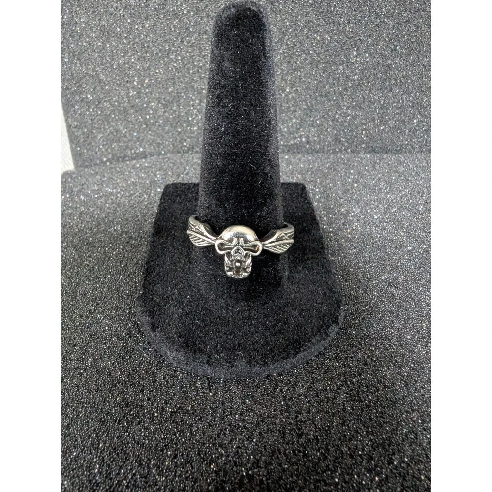 Silver Toned Winged Skull Ring - Multiple Sizes Available‎